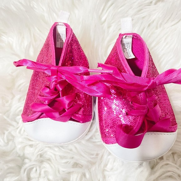 5/$25 Build a Bear Pink Sparkly Lace Up Sneakers - Picture 3 of 5